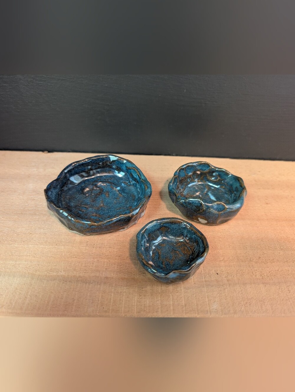 Retro Studio Art Pottery Irregular Shaped Small Trinket Dishes